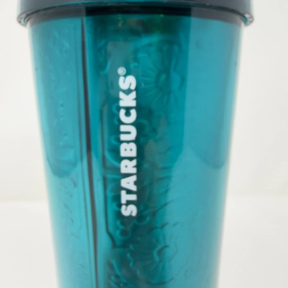 Starbucks Rare Teal Floral Embossed‎ Cold Cup 24oz Reusable Tumbler 2021